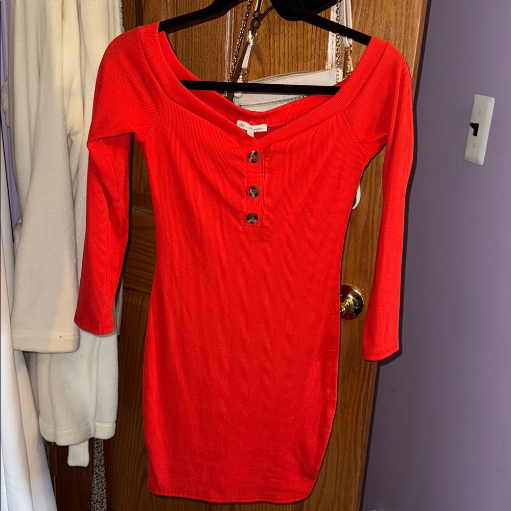 Charlotte Russe Vibrant Red Buttoned Dress